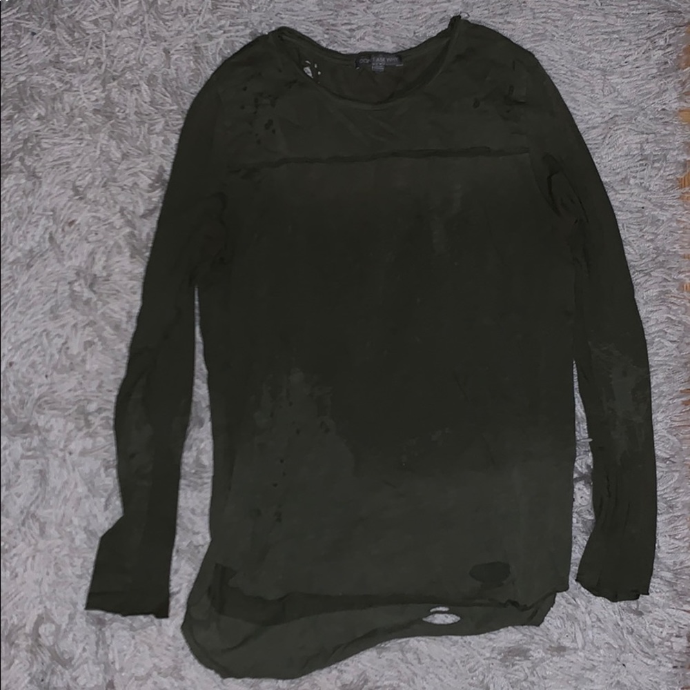 Distressed long sleeved top
